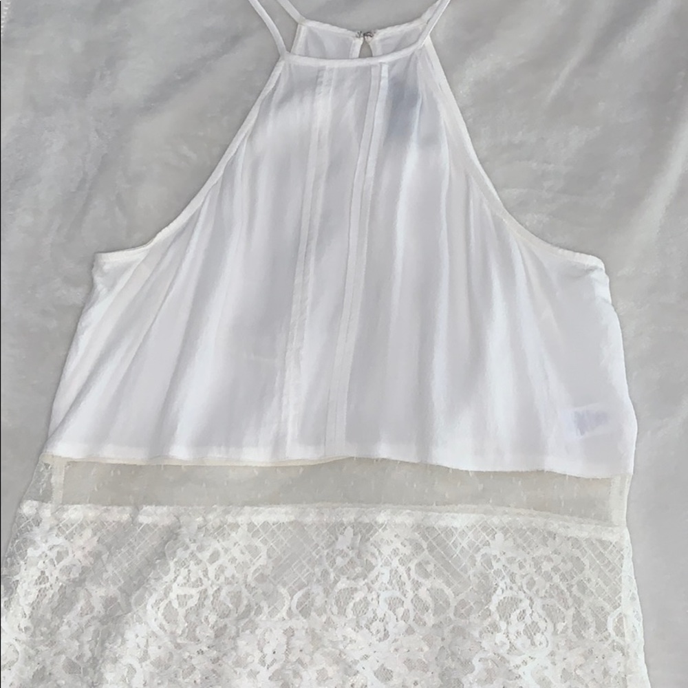 Express Halter Neck Lace Bottom Tank Top